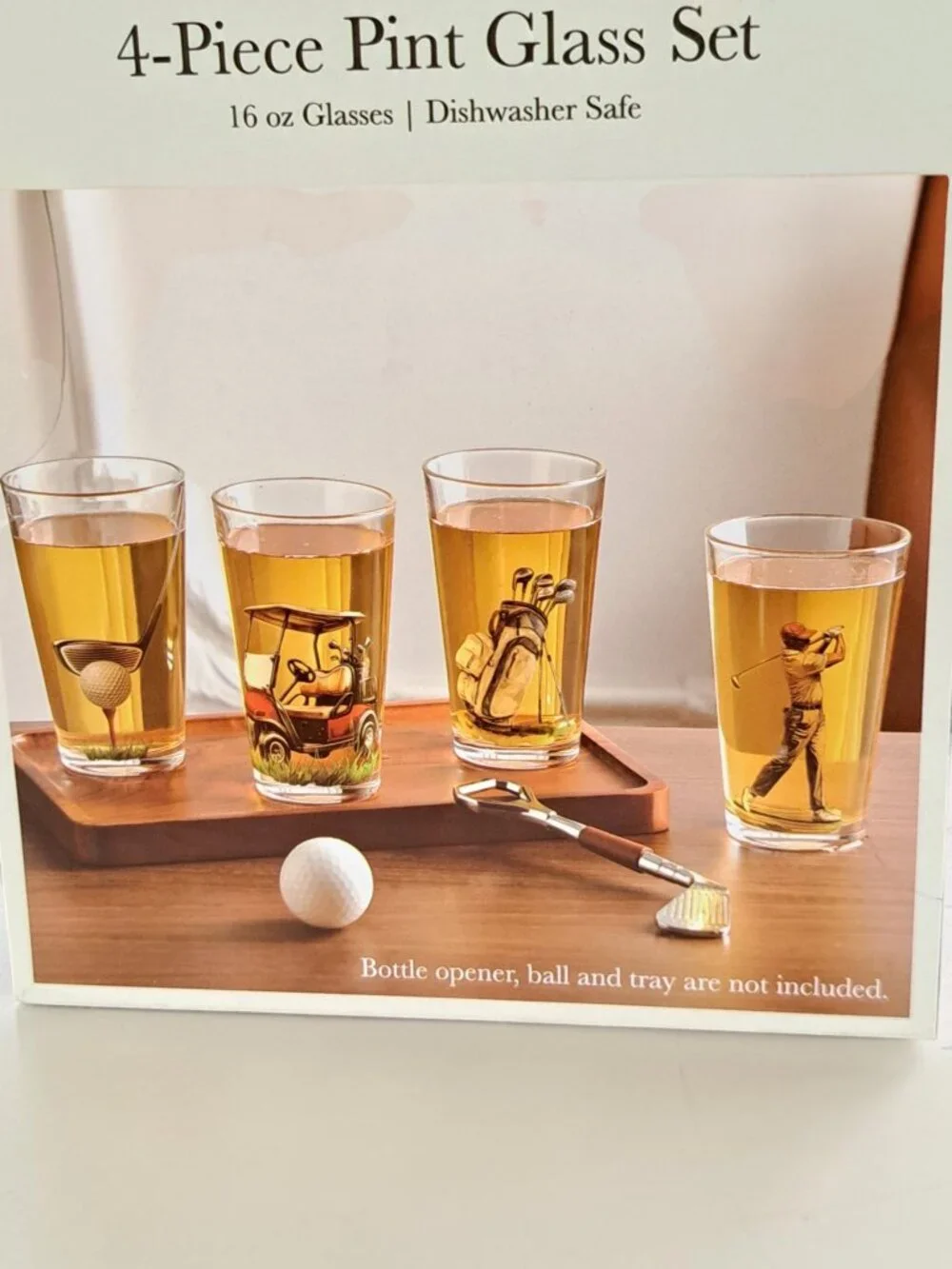 Golf Club 4-Piece Pint Glass Set 16.oz Novelty Glass Cups